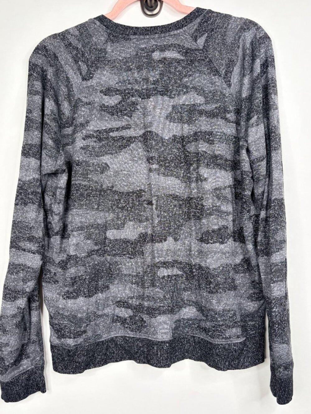 2/$30 Lucky Brand Hacci Camo Crew Neck Sweater Grey Multi Large #A4438 - Picture 10 of 14